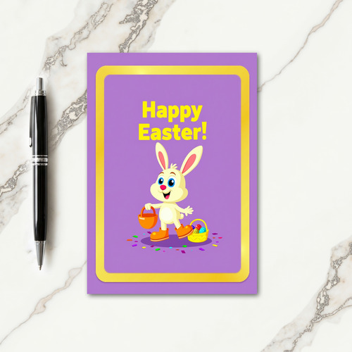 Cheerful Striped Egg Basket Card