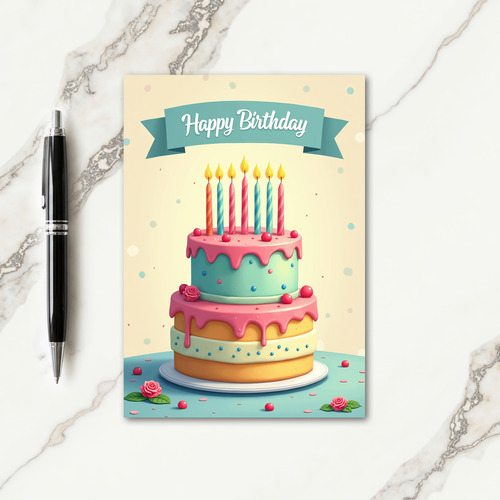 Cheerful Tiered Cake Card