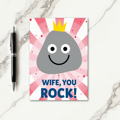 Cheerful Wife You Rock Stone Card