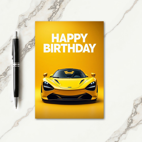 Cheerful Yellow Car Birthday Card