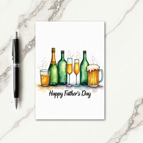 Cheers Fathers Day Watercolor Card