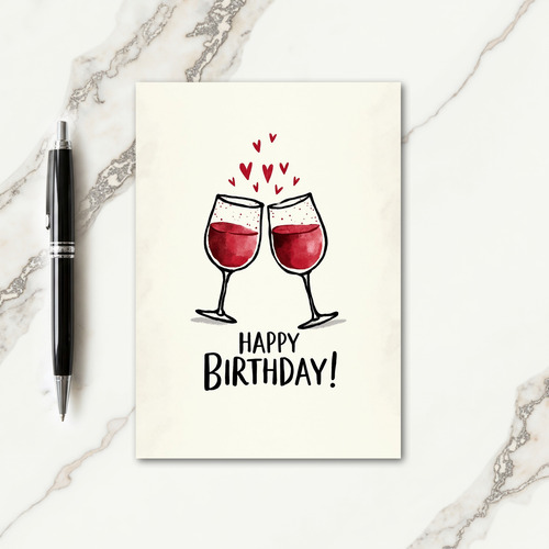 Cheers Glass Clink Birthday Card