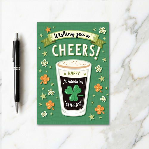 Cheers Glitter Texture St Patricks Card