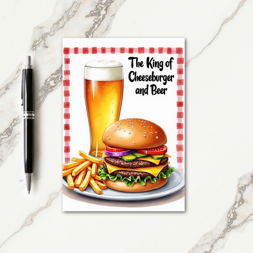 Cheeseburger Beer Fathers Day Card