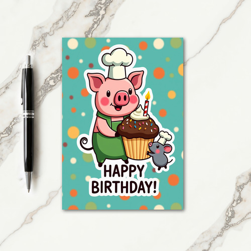Chef Pig Birthday Treat Card