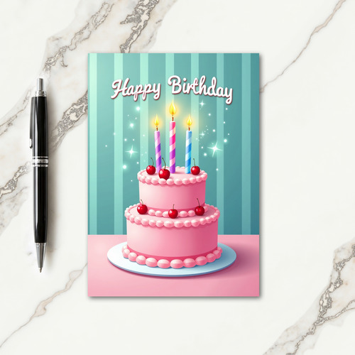 Cherry Cake Birthday Card