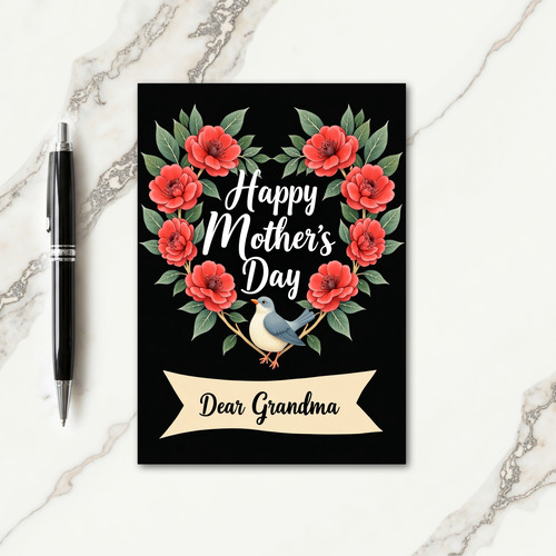 Chevron Bird Floral Family Card
