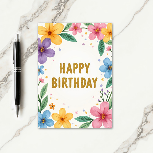 Chevron Birthday Flower Card