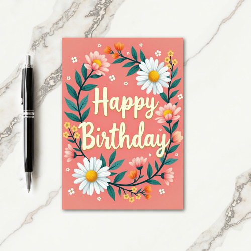 Chevron Coral Birthday Card