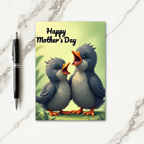 Chevron Cute Birds Mothers Day Card