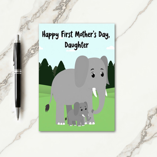 Chevron Elephant Mom First Day Card