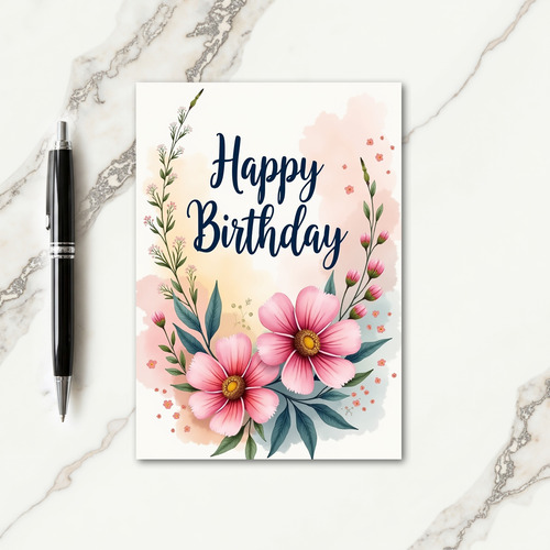 Chevron Floral Birthday Card