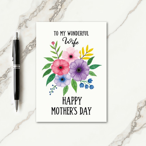 Chevron Floral Wifes Day Card