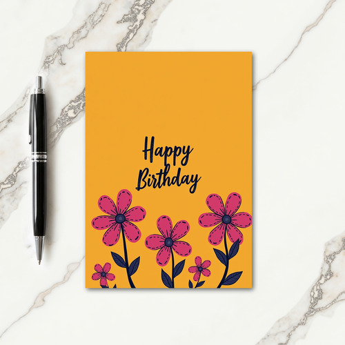 Chevron Flower Birthday Card