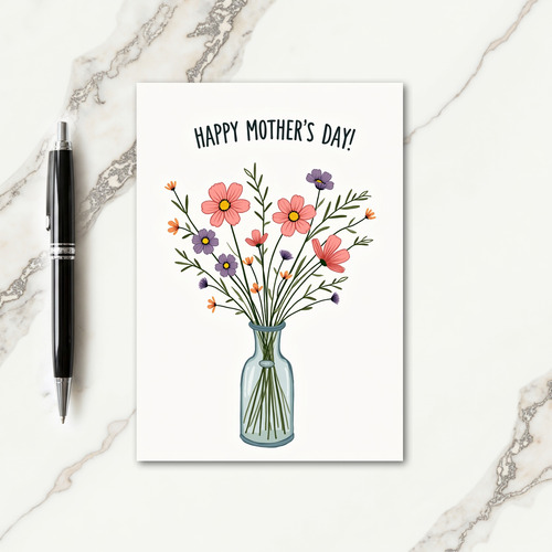 Chevron Flower Bouquet Note Card