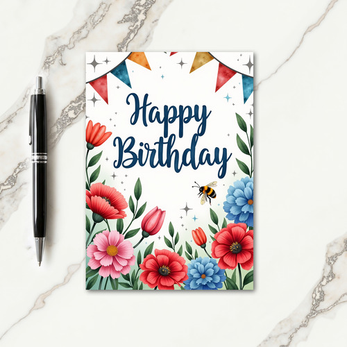 Chevron Garden Birthday Card