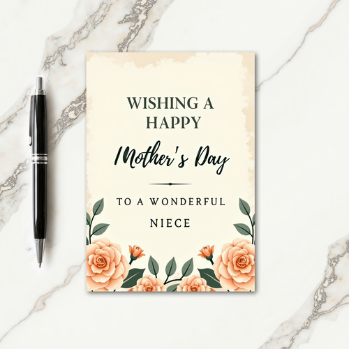 Chevron Peach Rose Bouquet Card