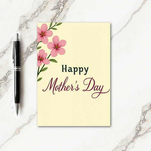 Chevron Pink Flower Mothers Card