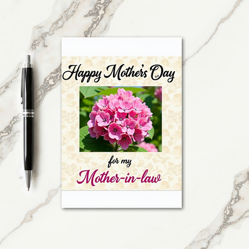 Chevron Pink Flowers Photo Card