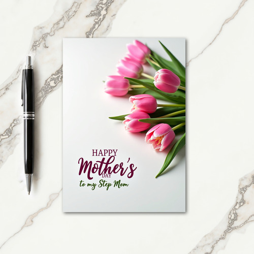 Chevron Pink Petals Thanks Card