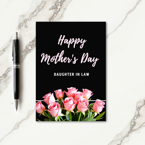 Chevron Pink Rose Floral Card