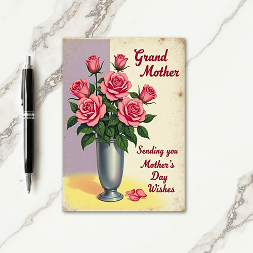 Chevron Pink Roses Design Card