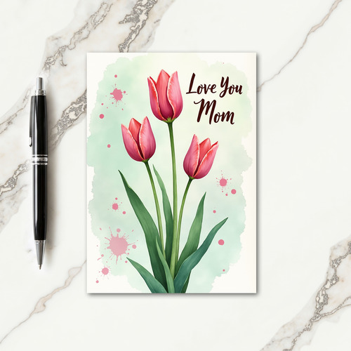 Chevron Pink Tulip Love Card