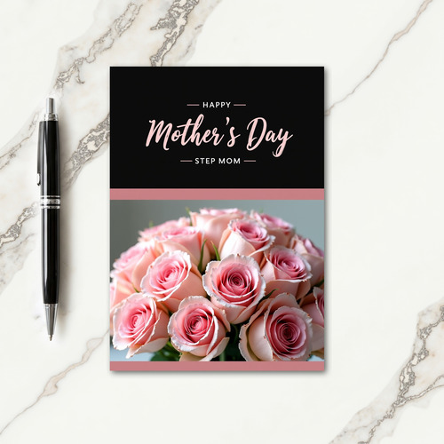 Chevron Rose Message Card