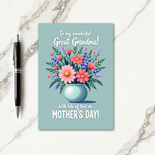 Chevron Teal Bouquet Card