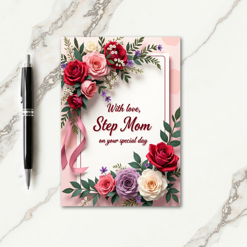 Chevron Tender Rose Bouquet Card