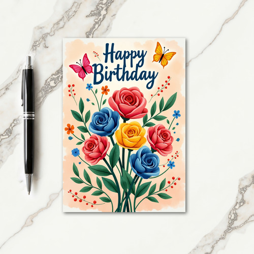 Chevron Vibrant Flowers Card