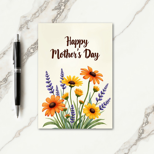 Chevron Watercolor Bouquet Card