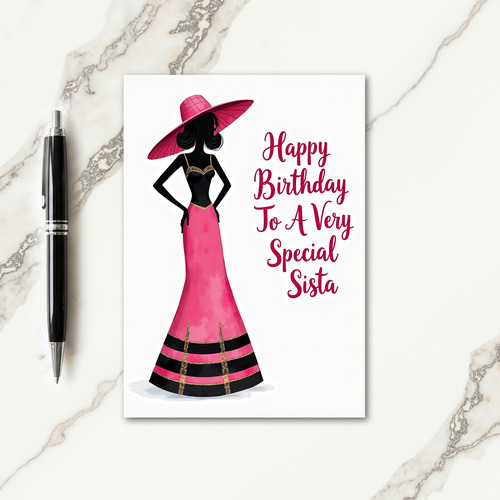Chic Pink Hat Birthday Card