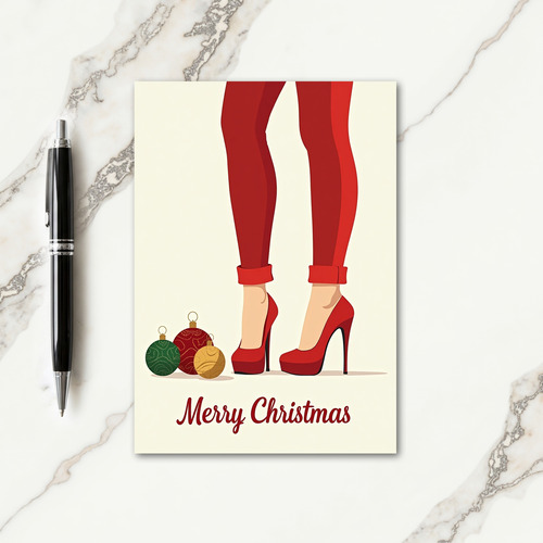 Chic Red Heels Christmas Card