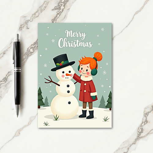 Child And Snowman Christmas Card thumbnail