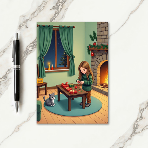 Child Decorates Gift Christmas Card thumbnail
