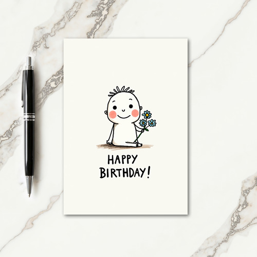 Childlike Birthday Drawing Card