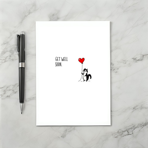 Chipmunk Get Well Soon Card with Heart Balloon