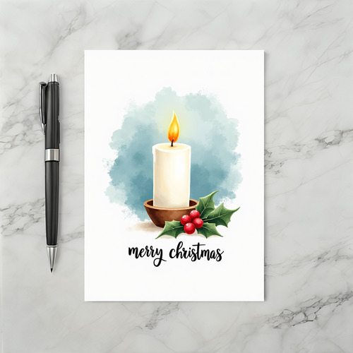 Christmas Candle Watercolor Card