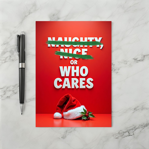 Christmas Card Naughty Nice Or Who Cares Joke