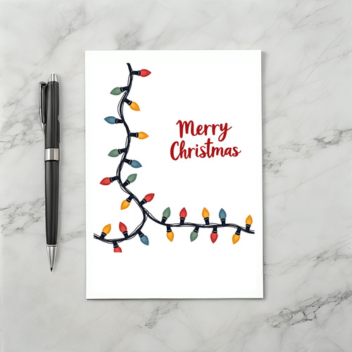 Christmas Card with Colorful String Lights