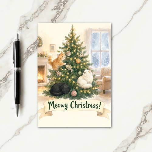 Christmas Cards With Cats On Them Card