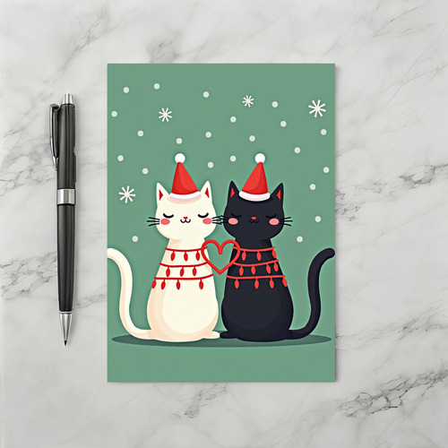 Christmas Cat Couple Love Card