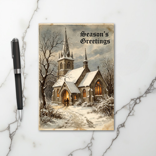 Christmas Church Scene Card