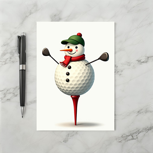Christmas Golf Snowman Card