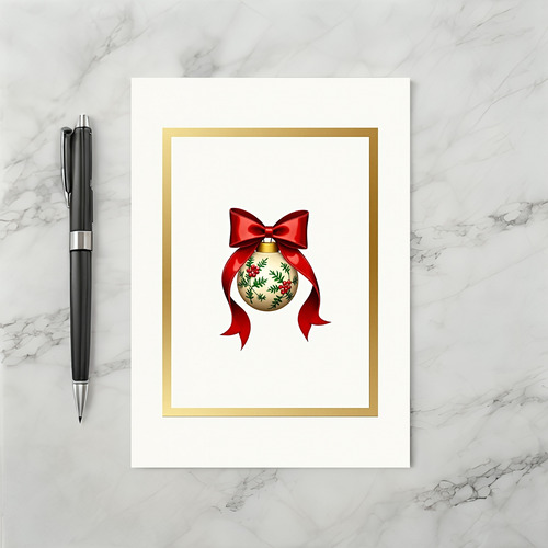 Christmas Ornament Holly Bow Card