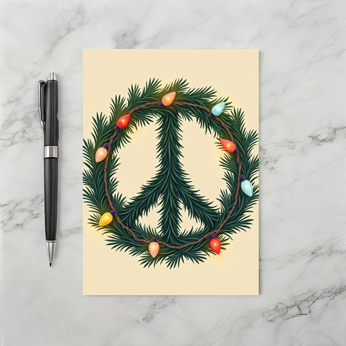 Christmas Peace Sign Wreath Lights