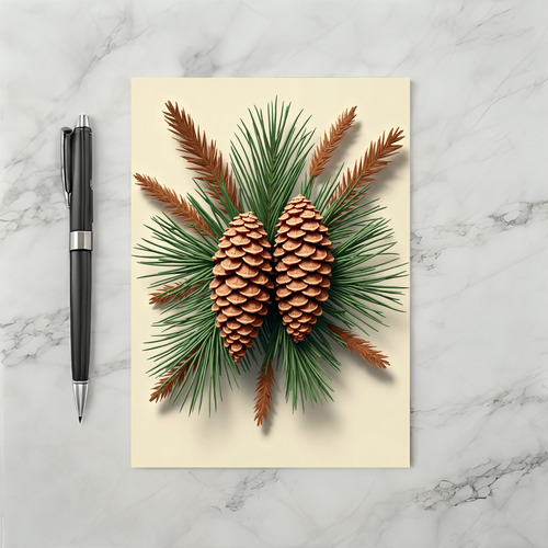Christmas Pinecones And Evergreen Card