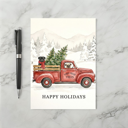 Christmas Pugs Farm Fresh Trees