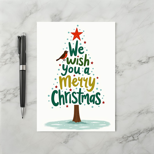 Christmas Robin Tree Greeting Card